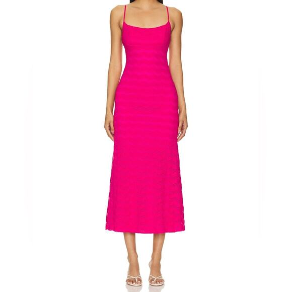 Bardot Adoni Zig Zag Midi Dress in Magenta Women’s Sz 12 NWT - Picture 1 of 9